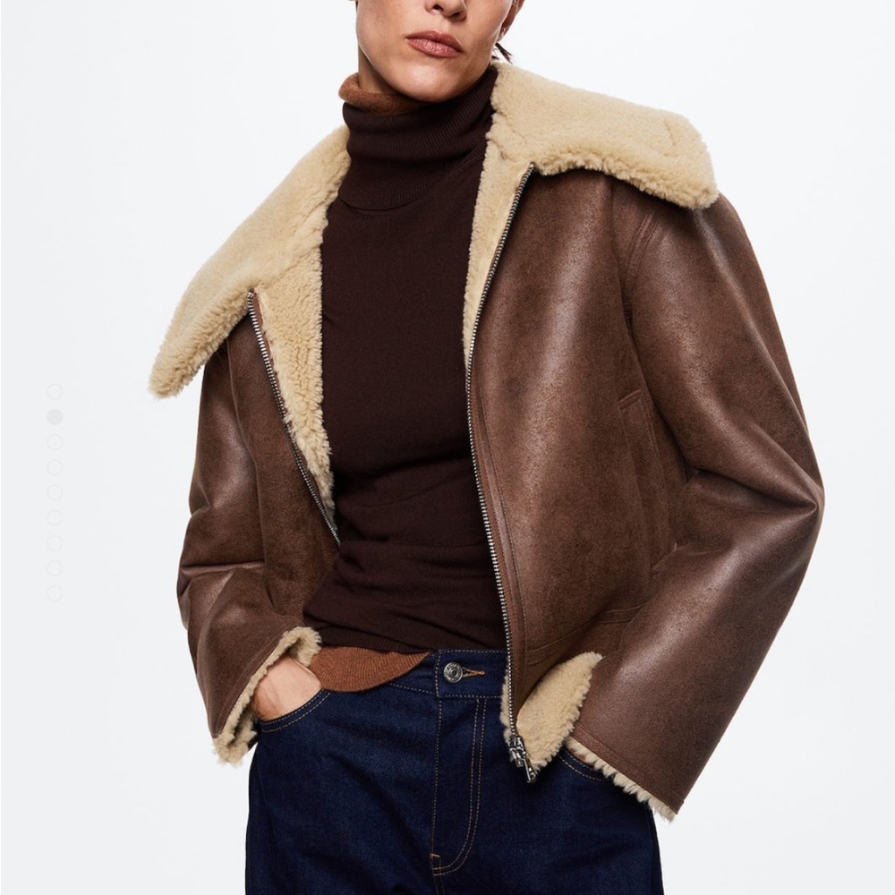 Mango shearling collar jacket